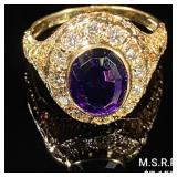 2.7 DWT 14 KT Wht Gold w/ Diamonds & Gem Ring Sz: 2.7 DWT 14 KT Wht Gold w/ Diamonds & Gem Ring Sz: