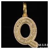 2.3 DWT 10 KT Gold 'Q' Pendant w/ Diamond Lining 2.3 DWT 10 KT Gold 'Q' Pendant w/ Diamond Lining