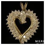 2.1 DWT 10 KT Gold Heart Pendant w/ Diamond 2.1 DWT 10 KT Gold Heart Pendant w/ Diamond