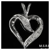 1.5 DWT 10 KT Wht Gold Heart Pendant w/ Diamond 1.5 DWT 10 KT Wht Gold Heart Pendant w/ Diamond