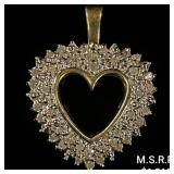 2 DWT 10 KT Gold Heart Pendant w/ Diamond Lining 2 DWT 10 KT Gold Heart Pendant w/ Diamond Lining
