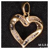 1.7 DWT 10 KT Gold Heart Pendant w/ Diamond 1.7 DWT 10 KT Gold Heart Pendant w/ Diamond