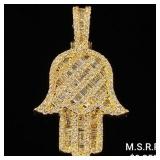 4.7 DWT 14 KT Gold Hand Pendant w/ Diamond Lining 4.7 DWT 14 KT Gold Hand Pendant w/ Diamond Lining