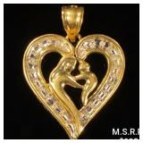 1.3 DWT 14 KT Gold Heart Pendant w/ Diamond 1.3 DWT 14 KT Gold Heart Pendant w/ Diamond