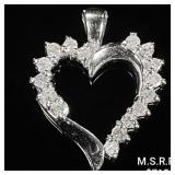 1.1 DWT 10 KT Wht Gold Heart Pendant w/ Diamond 1.1 DWT 10 KT Wht Gold Heart Pendant w/ Diamond