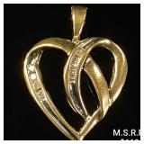 1.1 DWT 10 KT Gold Heart Pendant w/ Diamond 1.1 DWT 10 KT Gold Heart Pendant w/ Diamond