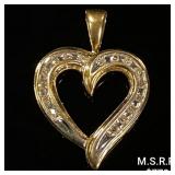 1.2 DWT 10 KT Gold Heart Pendant w/ Diamond 1.2 DWT 10 KT Gold Heart Pendant w/ Diamond