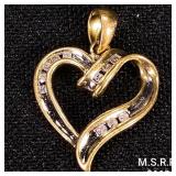 1 DWT 10 KT Gold Heart Pendant w/ Diamond Lining 1 DWT 10 KT Gold Heart Pendant w/ Diamond Lining