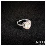 1.3 DWT 14 KT Wht Gold w/ Diamond & Pearl Ring 1.3 DWT 14 KT Wht Gold w/ Diamond & Pearl Ring