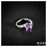 2.5 DWT 14 KT Wht Gold w/ Diamond & Gems Ring Sz: 2.5 DWT 14 KT Wht Gold w/ Diamond & Gems Ring Sz: