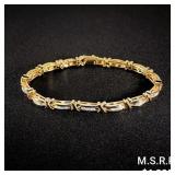 9.6 DWT 14 KT Gold w/ Diamond Bracelet 9.6 DWT 14 KT Gold w/ Diamond Bracelet