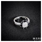 2.1 DWT 14 KT Wht Gold w/ Diamond & Gems Ring Sz: 2.1 DWT 14 KT Wht Gold w/ Diamond & Gems Ring Sz: