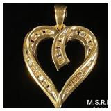 1.4 DWT 10 KT Gold Heart Pendant w/ Diamond 1.4 DWT 10 KT Gold Heart Pendant w/ Diamond