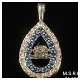 1 DWT 10 KT Wht Gold Pendant w/ Diamonds & Gems 1 DWT 10 KT Wht Gold Pendant w/ Diamonds & Gems