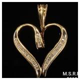 1.2 DWT 10 KT Gold Heart Pendant w/ Diamond 1.2 DWT 10 KT Gold Heart Pendant w/ Diamond
