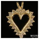 1.8 DWT 10 KT Gold Heart Pendant w/ Diamond 1.8 DWT 10 KT Gold Heart Pendant w/ Diamond