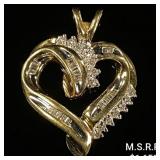 2.1 DWT 10 KT Gold Heart Pendant w/ Diamond 2.1 DWT 10 KT Gold Heart Pendant w/ Diamond