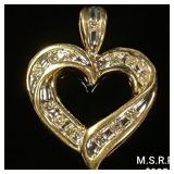 1.2 DWT 10 KT Gold Heart Pendant w/ Diamond 1.2 DWT 10 KT Gold Heart Pendant w/ Diamond