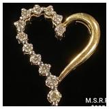 0.9 DWT 10 KT Gold Heart Pendant w/ Diamond 0.9 DWT 10 KT Gold Heart Pendant w/ Diamond