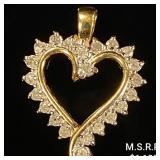 1.8 DWT 10 KT Gold Heart Pendant w/ Diamond 1.8 DWT 10 KT Gold Heart Pendant w/ Diamond
