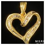 2.1 DWT 10 KT Gold Heart Pendant w/ Diamond 2.1 DWT 10 KT Gold Heart Pendant w/ Diamond