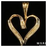 1.4 DWT 10 KT Gold Heart Pendant w/ Diamond 1.4 DWT 10 KT Gold Heart Pendant w/ Diamond