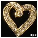 0.8 DWT 10 KT Gold Heart Pendant w/ Diamond 0.8 DWT 10 KT Gold Heart Pendant w/ Diamond
