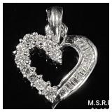 1 DWT 14 KT Wht Gold Heart Pendant w/ Diamond 1 DWT 14 KT Wht Gold Heart Pendant w/ Diamond