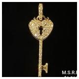0.7 DWT 10 KT Gold Key Pendant w/ Diamond Lining 0.7 DWT 10 KT Gold Key Pendant w/ Diamond Lining