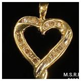 0.7 DWT 10 KT Gold Heart Pendant w/ Diamond 0.7 DWT 10 KT Gold Heart Pendant w/ Diamond