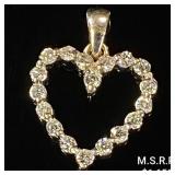 0.9 DWT 14 KT Wht Gold Heart Pendant w/ Diamond 0.9 DWT 14 KT Wht Gold Heart Pendant w/ Diamond