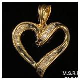 2.1 DWT 10 KT Gold Heart Pendant w/ Diamond 2.1 DWT 10 KT Gold Heart Pendant w/ Diamond