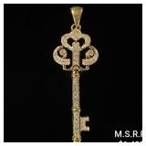1.8 DWT 10 KT Gold Key Pendant w/ Diamond Lining 1.8 DWT 10 KT Gold Key Pendant w/ Diamond Lining