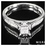 1.1 DWT 10 KT Wht Gold w/ Diamond Ring Sz: 1.1 DWT 10 KT Wht Gold w/ Diamond Ring Sz: