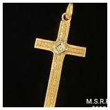 0.8 DWT 10 KT Gold Cross Pendant w/ Diamond 0.8 DWT 10 KT Gold Cross Pendant w/ Diamond