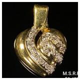 3.2 DWT 14 KT Gold Heart Pendant w/ Diamond 3.2 DWT 14 KT Gold Heart Pendant w/ Diamond