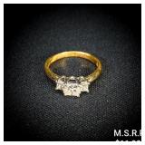 2.7 DWT 14 KT Plat & Gold w/ Leo Diamond Ring Sz: 2.7 DWT 14 KT Plat & Gold w/ Leo Diamond Ring Sz: