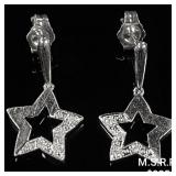 1.3 DWT 10 KT Wht Gold Stars w/ Diamonds Earrings 1.3 DWT 10 KT Wht Gold Stars w/ Diamonds Earrings