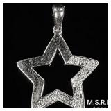 0.8 DWT 10 KT Wht Gold Star w/ Diamonds Pendant 0.8 DWT 10 KT Wht Gold Star w/ Diamonds Pendant