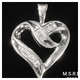 1 DWT 10 KT Wht Gold Heart Pendant w/ Diamond 1 DWT 10 KT Wht Gold Heart Pendant w/ Diamond