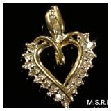 0.7 DWT 10 KT Gold Heart Pendant w/ Diamond 0.7 DWT 10 KT Gold Heart Pendant w/ Diamond