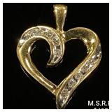 0.7 DWT 10 KT Gold Heart Pendant w/ Diamond 0.7 DWT 10 KT Gold Heart Pendant w/ Diamond