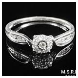 0.9 DWT 10 KT Wht Gold w/ Diamond Ring Sz: 0.9 DWT 10 KT Wht Gold w/ Diamond Ring Sz:
