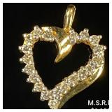1.5 DWT 10 KT Gold Heart Pendant w/ Diamond 1.5 DWT 10 KT Gold Heart Pendant w/ Diamond