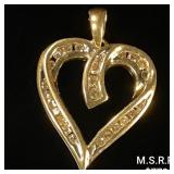 1.4 DWT 10 KT Gold Heart Pendant w/ Diamond 1.4 DWT 10 KT Gold Heart Pendant w/ Diamond