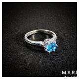2.3 DWT 14 KT Wht Gold w/ Diamond & Gem Ring Sz6 2.3 DWT 14 KT Wht Gold w/ Diamond & Gem Ring Sz6