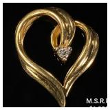 1.8 DWT 14 KT Gold Heart Pendant w/ Diamond 1.8 DWT 14 KT Gold Heart Pendant w/ Diamond