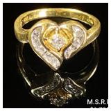 2.1 DWT 14 KT Gold Heart w/ Diamonds Ring Sz: 6 2.1 DWT 14 KT Gold Heart w/ Diamonds Ring Sz: 6