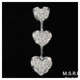 1.1 DWT 10 KT Wht Gold 3 Hearts Pendant w/ 1.1 DWT 10 KT Wht Gold 3 Hearts Pendant w/