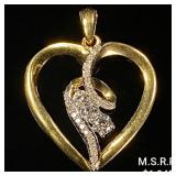 1 DWT 10 KT Gold Heart Pendant w/ Diamond Lining 1 DWT 10 KT Gold Heart Pendant w/ Diamond Lining